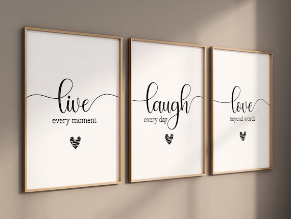 Set of 3 Prints, Live Laugh Love Quote, Minimalist Wall Art, Home Decor,  Living Room Print, Set of 3 Wall Art, 3 Piece Wall Art - Etsy