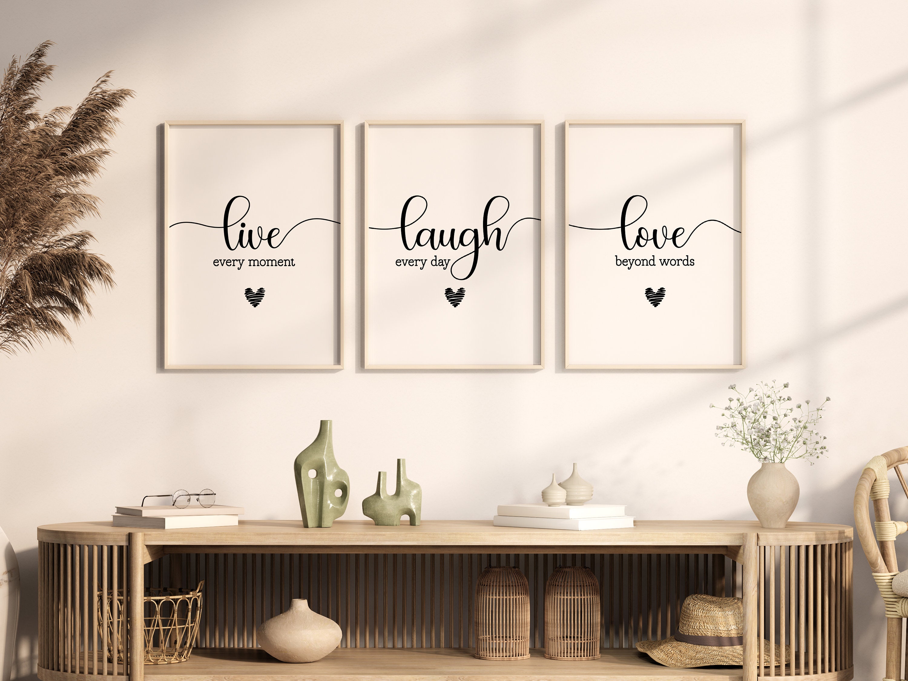 Set of 3 Prints, Live Laugh Love Quote, Minimalist Wall Art, Home Decor,  Living Room Print, Set of 3 Wall Art, 3 Piece Wall Art - Etsy