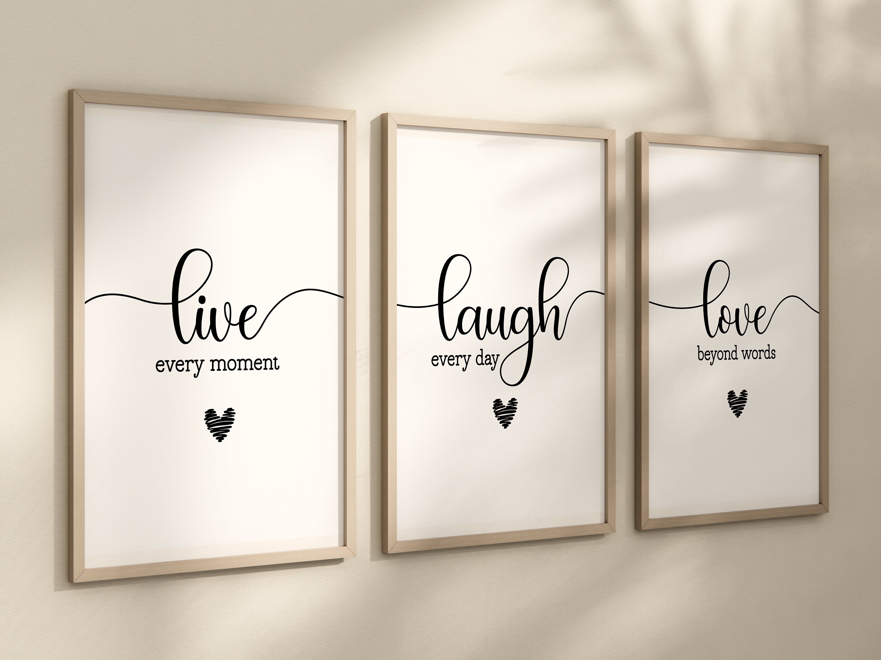 Set of 3 Prints, Live Laugh Love Quote, Minimalist Wall Art, Home Decor,  Living Room Print, Set of 3 Wall Art, 3 Piece Wall Art - Etsy