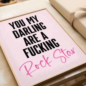 Rock Star Girls Bedroom Print: Pink Wall Art