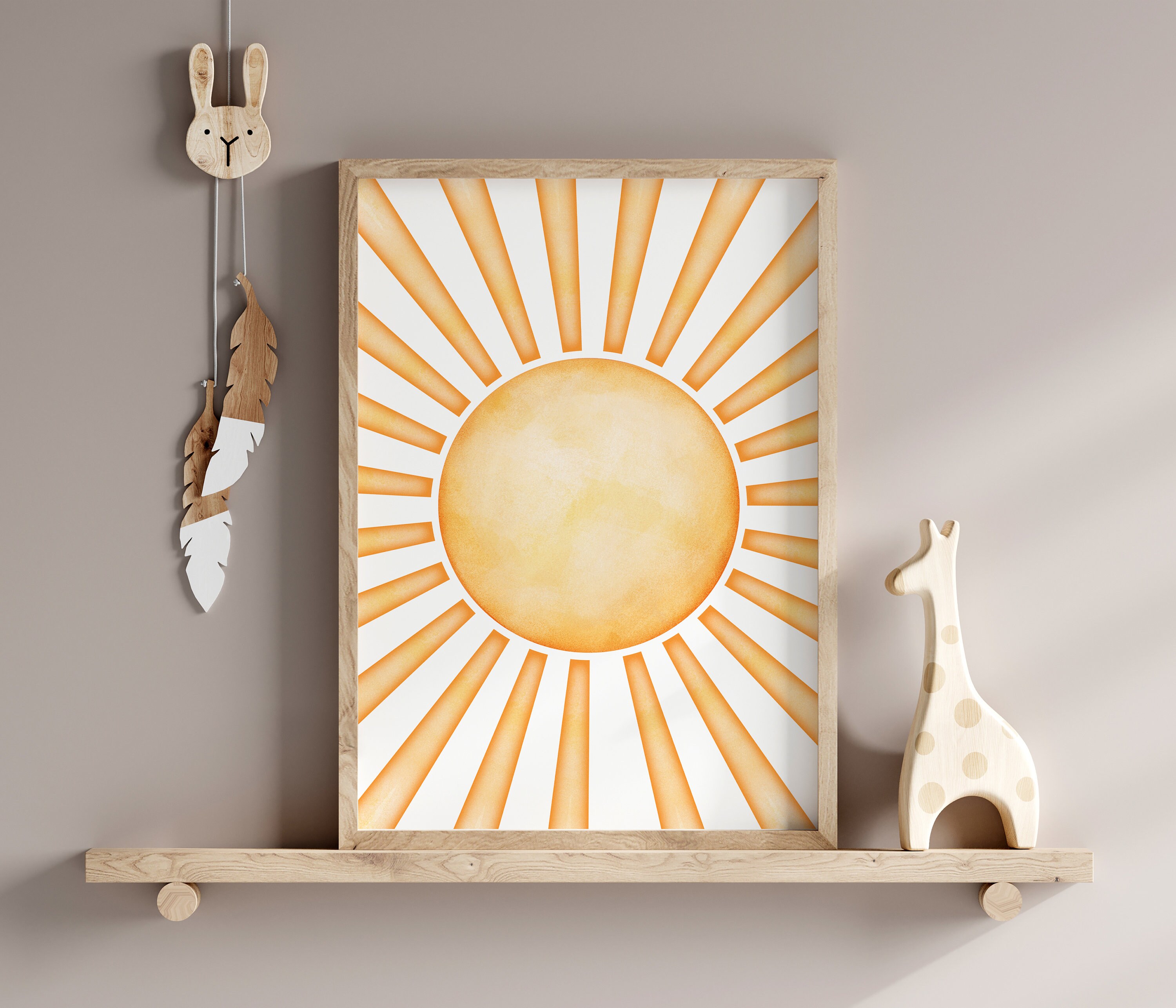 Printed Rising Sun Nursery Wall Art Print, Set of 3 Prints, Boho ...