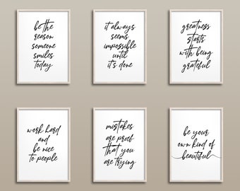 Inspirational Quote Bundle, Motivational Quote Print, Positive Phrase Sayings, Wall Print, Home Decoration, Self Love Posters