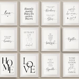 Pacchetto di stampe con citazioni motivazionali, decorazioni per l'ufficio domestico, set di stampe con citazioni motivazionali, frasi positive, poster di amor proprio, decorazioni per la casa