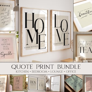 Inspirational Quote Print Bundle, Home Office Decor, Motivational Quote Print Sets, Positive Phrases, Self Love Posters, Home Decor Wall Art