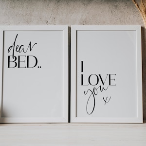 Set of 2 Bedroom Wall Art Prints, Dear Bed I Love You, Bedroom Wall Decor, New Home Gift, House Warming Gift, Home Wall Art Prints image 3