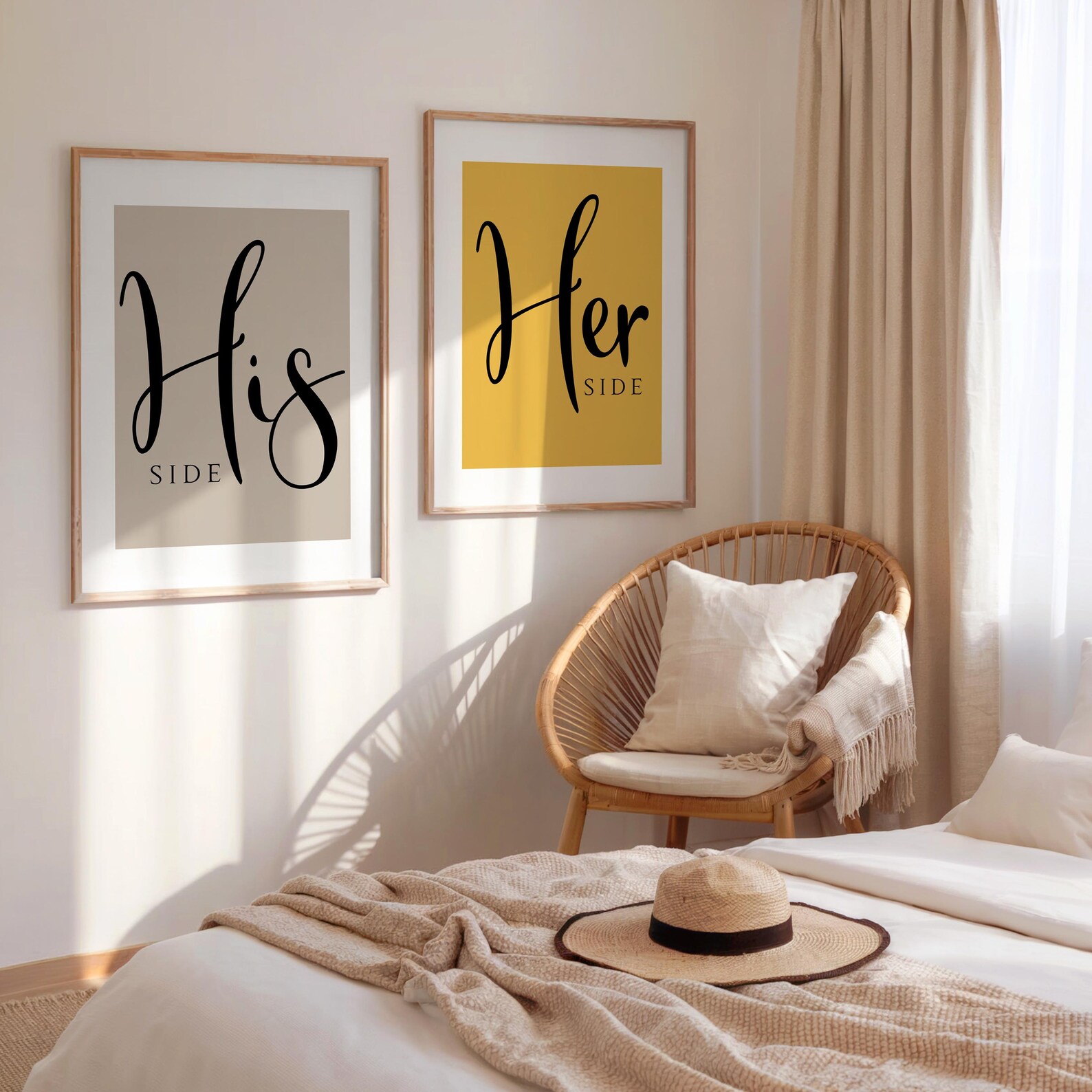 His and Hers Bedroom Prints: Modern Wall Art Set - Etsy