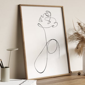 Continuous Line Art Print, Minimalist Wall Decor, Female Print Poster, Body Line Art, Woman Drawing, Female Line Drawing, Home Decor