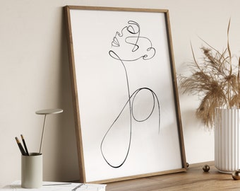 Continuous Line Art Print, Minimalist Wall Decor, Female Print Poster, Body Line Art, Woman Drawing, Female Line Drawing, Home Decor