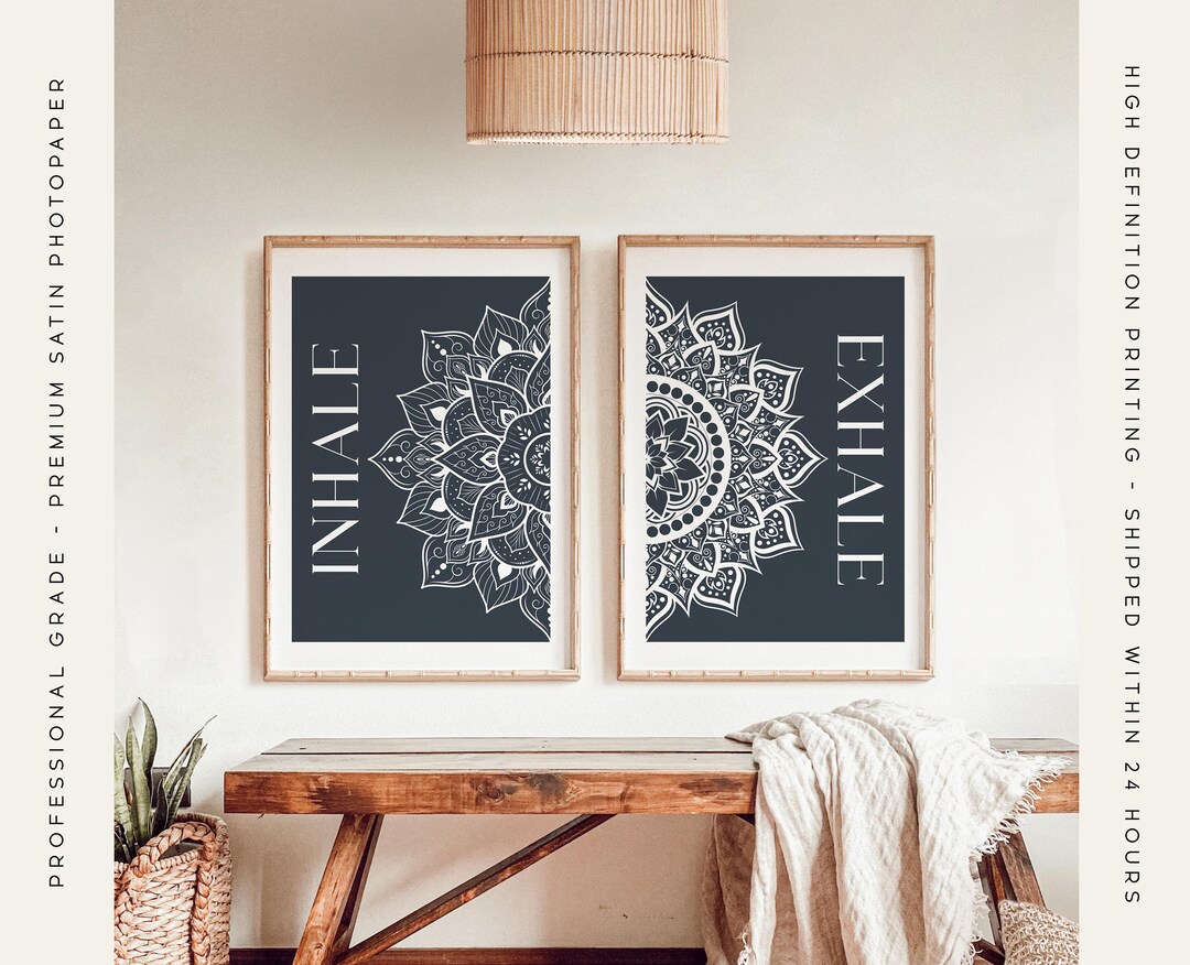 Inhale and Exhale Mandala Prints - 2er-Set Yoga-Raum-Drucke, Poster-Set ...