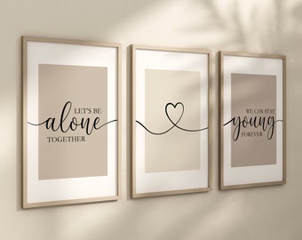 Beige Quote Wall Prints: Set of 3, Bedroom Living Room Decor