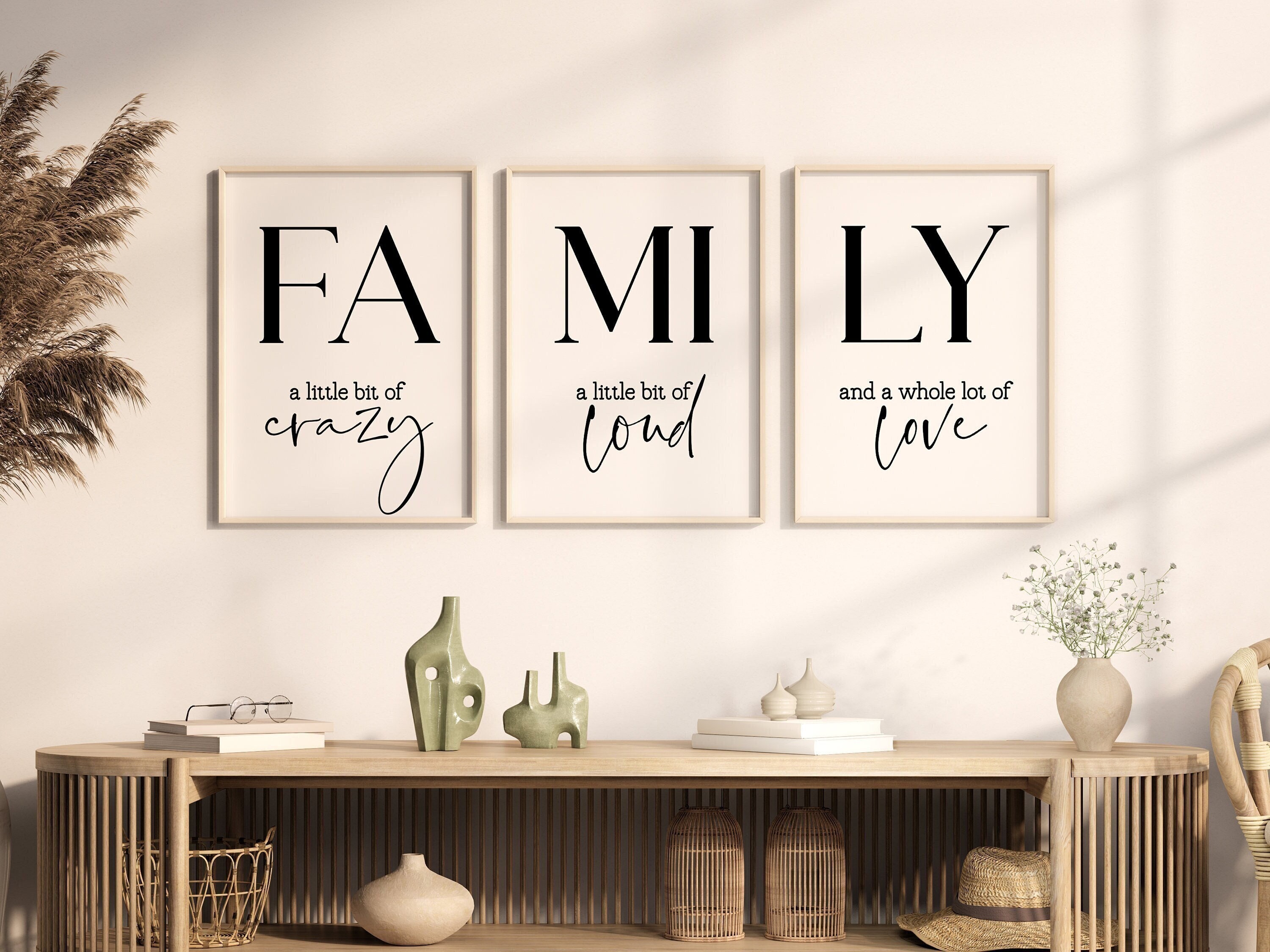 Family Quote Print Family Phrase Set of 3 A Little Bit of pic