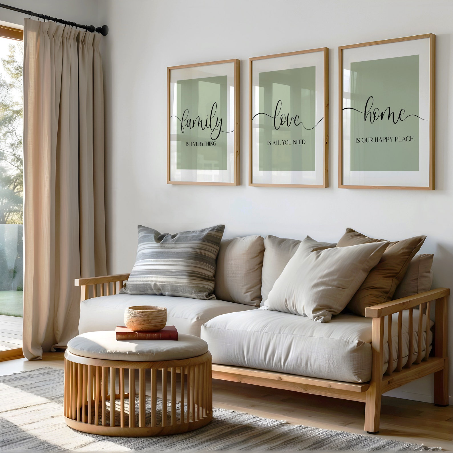 Set of 3 Beige Prints, Set of 3 Family Wall Art, Above Sofa Decor, 3pc ...