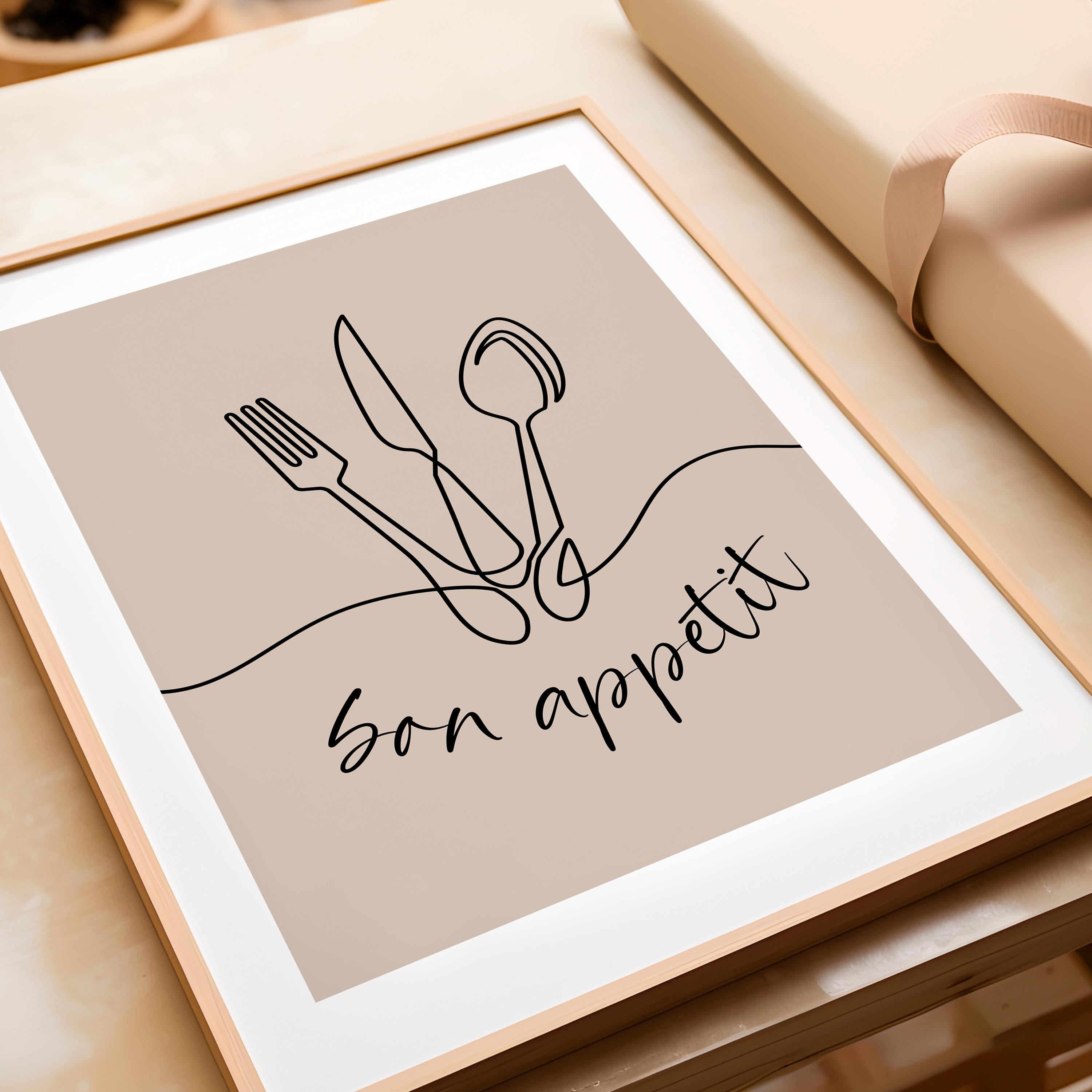 set of 2 bon appetit prints, retro cooking prints,... Bon Appetit Print, Kitchen Wall Art, Dining Wall Art, Poster for ...