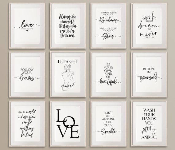 Inspirational Quote Print Bundle Home Office Decor Motivational