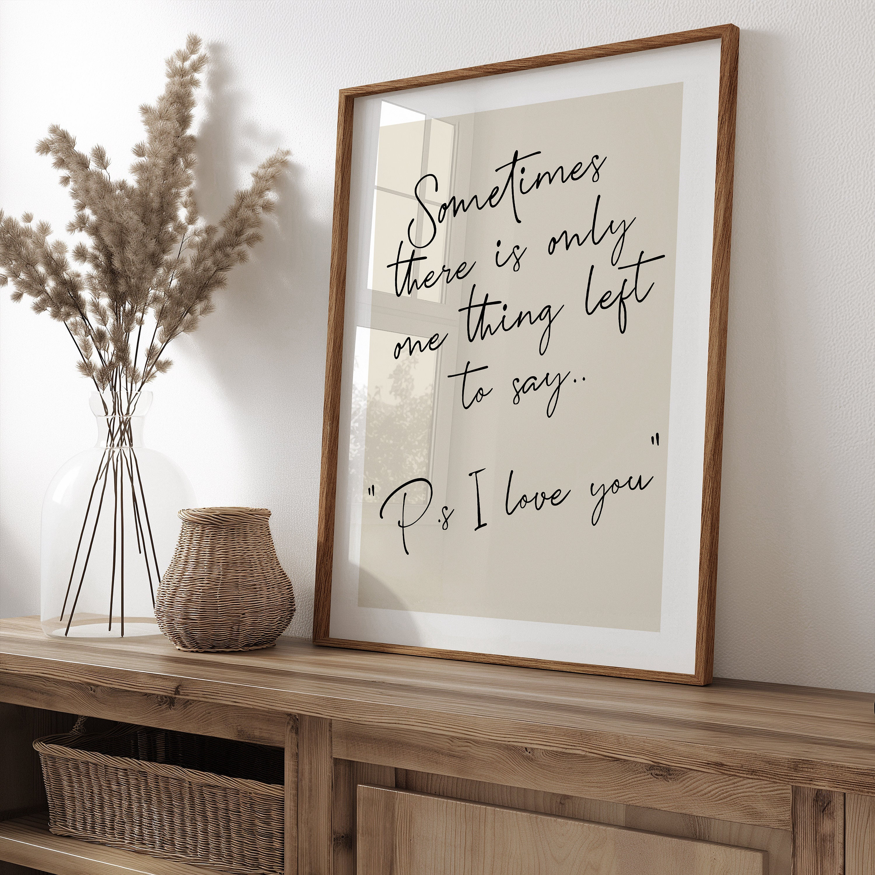 Ps I Love You Print, Home Wall Art, Bedroom Wall Print, Beige