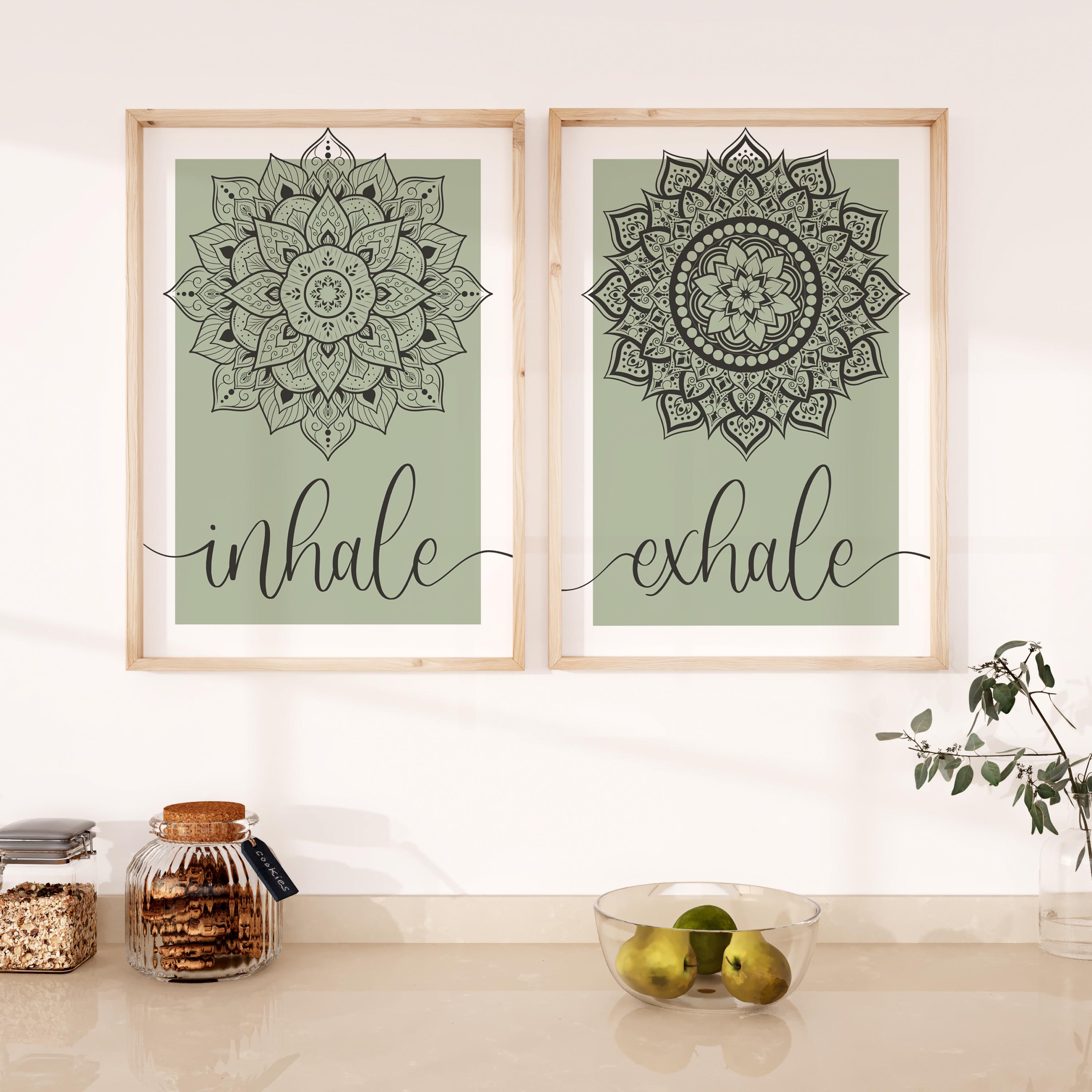 Inhale and Exhale Mandala Prints - Set of 2 Yoga Prints, Yoga and ...