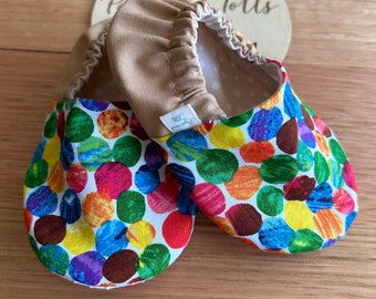 The Hungry Caterpillar Baby Shoes / colour dots / Slippers / Pre walker shoes / Soft Sole Shoes/ Pram Shoes