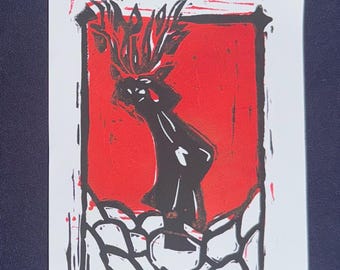 Persona 5 • 5x7 Linocut Print