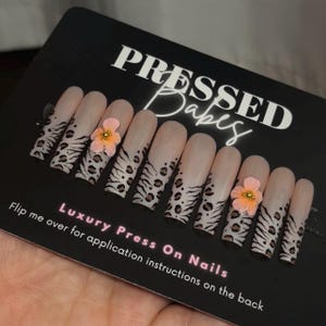 Ombre Cheetah/Zebra Summer Press On Nails: Coffin, Almond, Stiletto, Oval, Square HAND PAINTED
