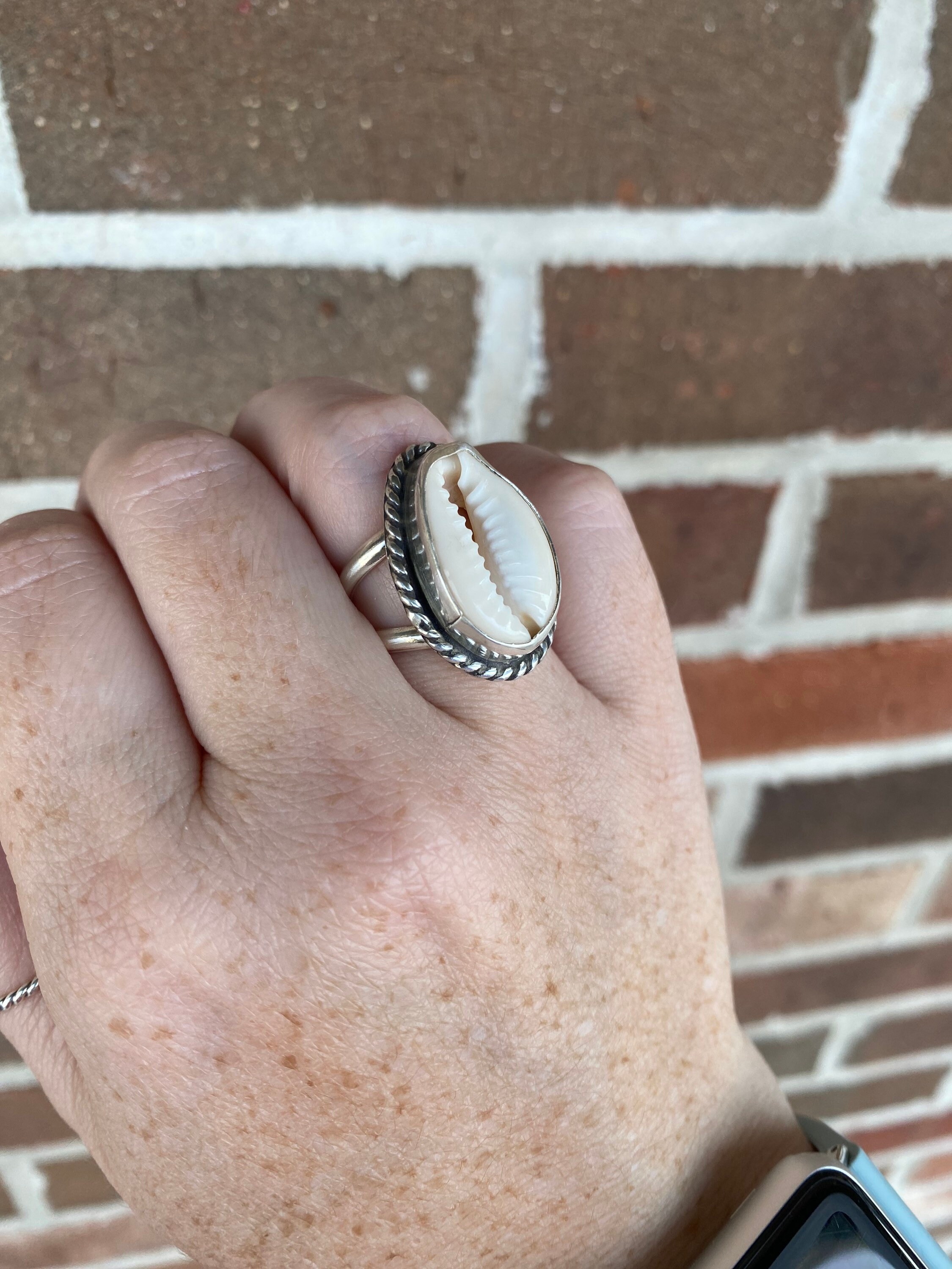 Shell ring Puka Shell ring Shell sterling silver ring Cowrie shell ring Shell jewelry