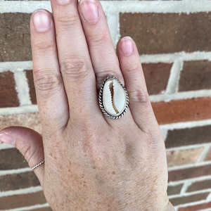 Shell ring | Puka Shell ring | Shell sterling silver ring | Cowrie shell ring | Shell jewelry |