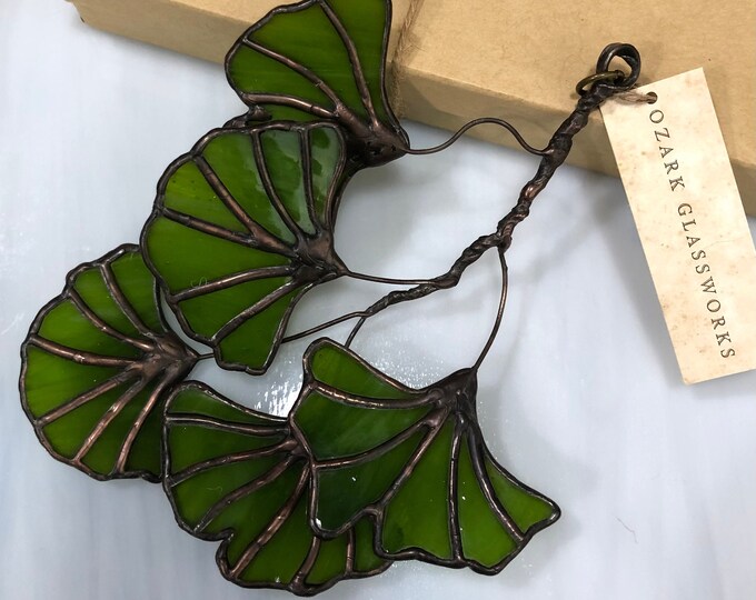 Stained Glass Ginkgo Leaf Branch Suncatcher in Gift Box Etsy