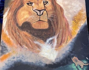 Peinture acrylique du roi lion