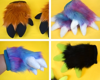 Furry Custom Plush Fursuit Hand Paws - Deer, Dino & Protogen - 1 Pair (Please read description)