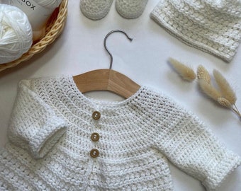 crochet 3 piece baby cardigan set