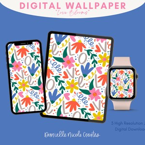 Love Blooms Digital Background, Digital Wallpaper, Wallpaper Background, Phone Background, Phone Wallpaper, Apple Watch Face