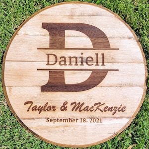 Custom Authentic Bourbon Barrel Head - Laser Engraved