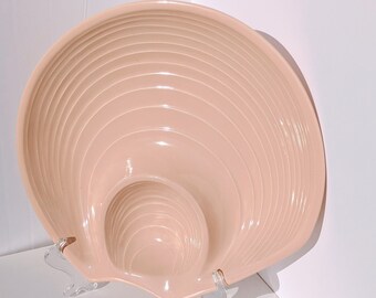 Vintage Peach Seashell Serving Dish Chips and Dip, 1980s Style