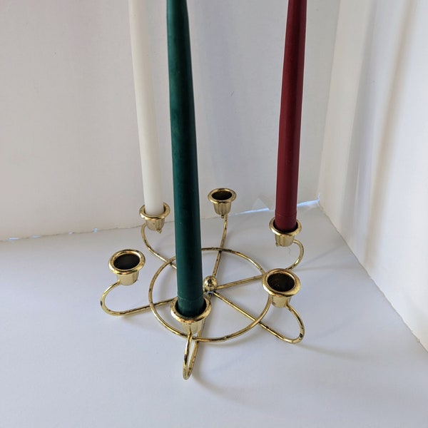 2 Available, Sold Separately!  Vintage Brass Circle Shaped 6 Candleholders