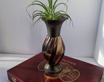 Vintage Tri Color Brass Copper Bronze Vase - Made in India