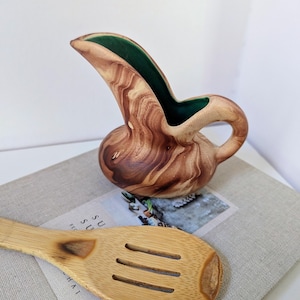 Vintage Rocky Mountain Pottery Marbleized Wood Design with Stylized Spout