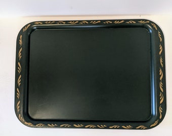 Three (3) Available, Sold Separately!  Medium/ Large Christmas Green Tray/Lap Tray with Gold Painted Border