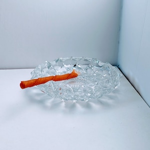 2 Available, Sold Separately!  Vintage Clear Glass, Orante Designed Circle Ashtrays, Stamped Italy