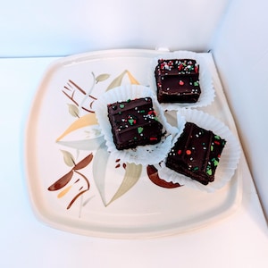 Retro Hand Painted Square Ceramic Serving Plate by Blair, Small Chip