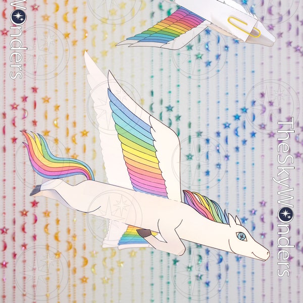 Pegasus Aeronaut - DIY Papercraft Pegasus, Paper Flying Horse, Project at Home, Coloring Project, Kids Party Activity, Colorful Winged Horse