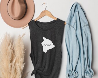 Big Island is Home Muscle Tank, Hawaii Tank, Aloha Tank, Womens Tank, Hawaiian Style, Hawaii, Local, Funny, Hawaii Gifts