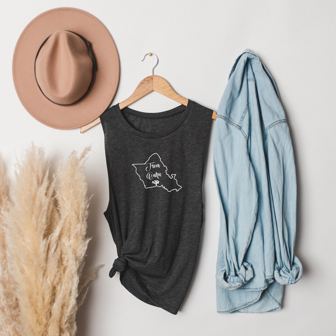 From Oahu Outline Script Muscle Tank, Hawaii Tank, Aloha Tank, Womens ...