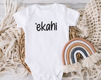 Ekahi Onesie, One year old baby onesie, Ekahi means One, Olelo Hawaii