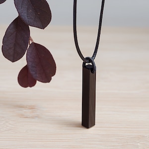 Obsidian Bar Necklace | Natural Obsidian Stick Bar Necklace | Black Obsidian Pendant Necklace | Healing Crystal Protection Necklace