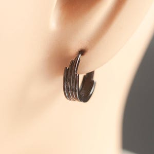 Stacked Line S925 Sterling Silver Hoop Earrings for Women-Small Hypoallergenic Hoops, Lightweight Luxury Earrings,Trendy Geometric Ear Studs