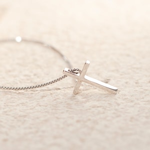 Sterling Silver Cross Necklace, Religious Gift for Women