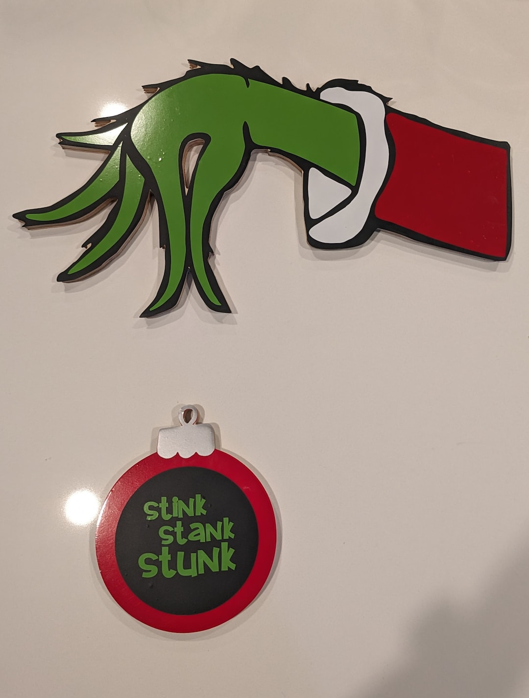 Wooden Ornament & Grinch Hand/tree Pick Etsy