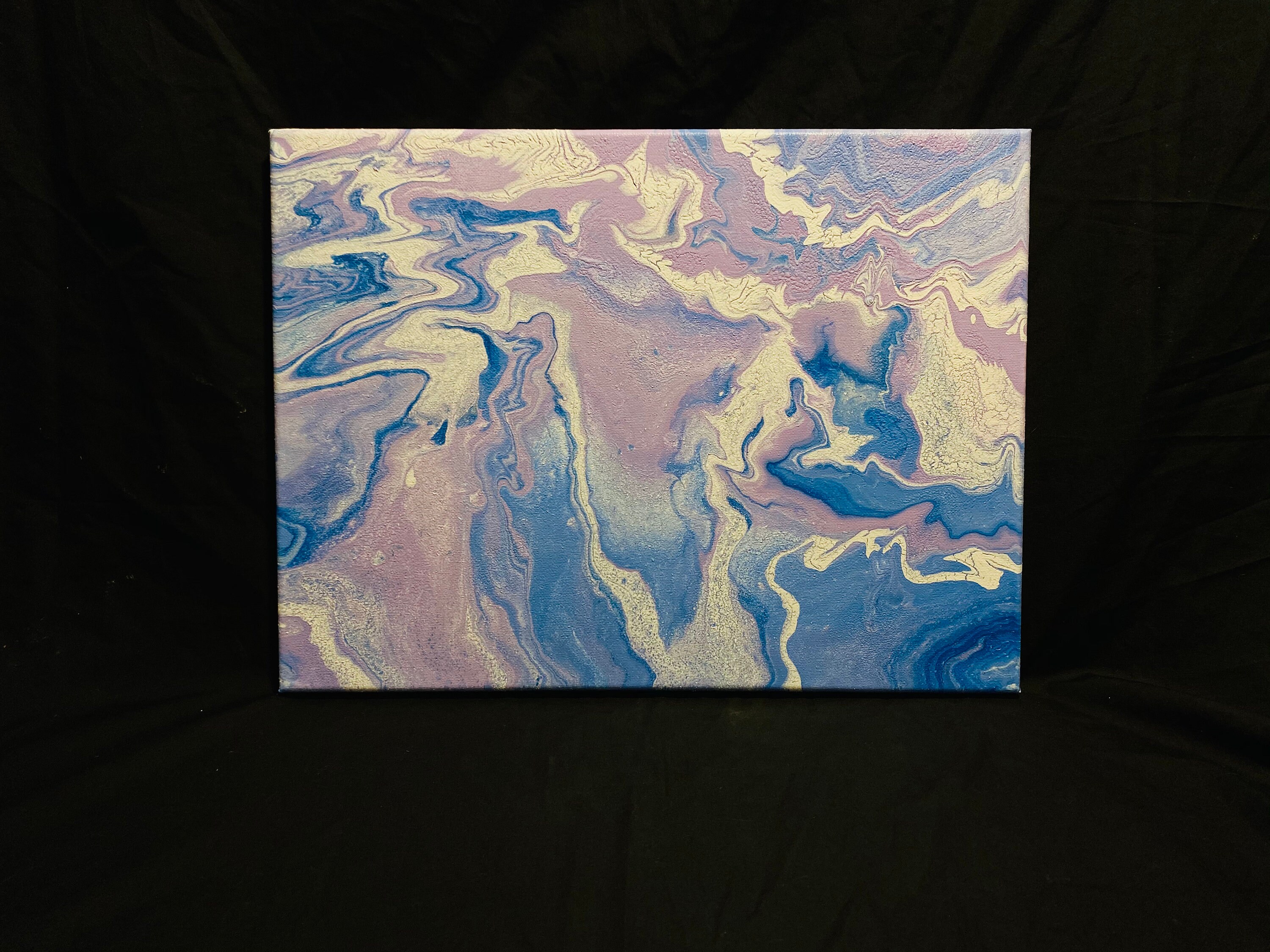 12 in x 16 in Lavender Blue & White Acrylic Pour Painting | Etsy