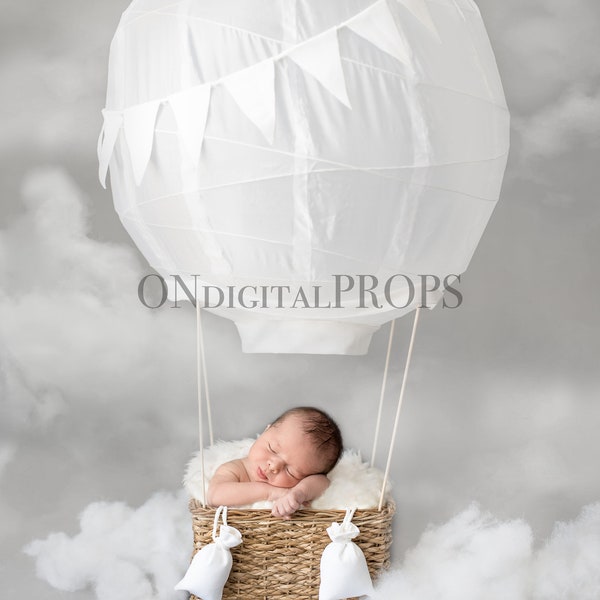 Hot Air Balloon Digital Backdrop, Instant Download, Newborn Digital Backdrop, Newborn Photography Backdrop