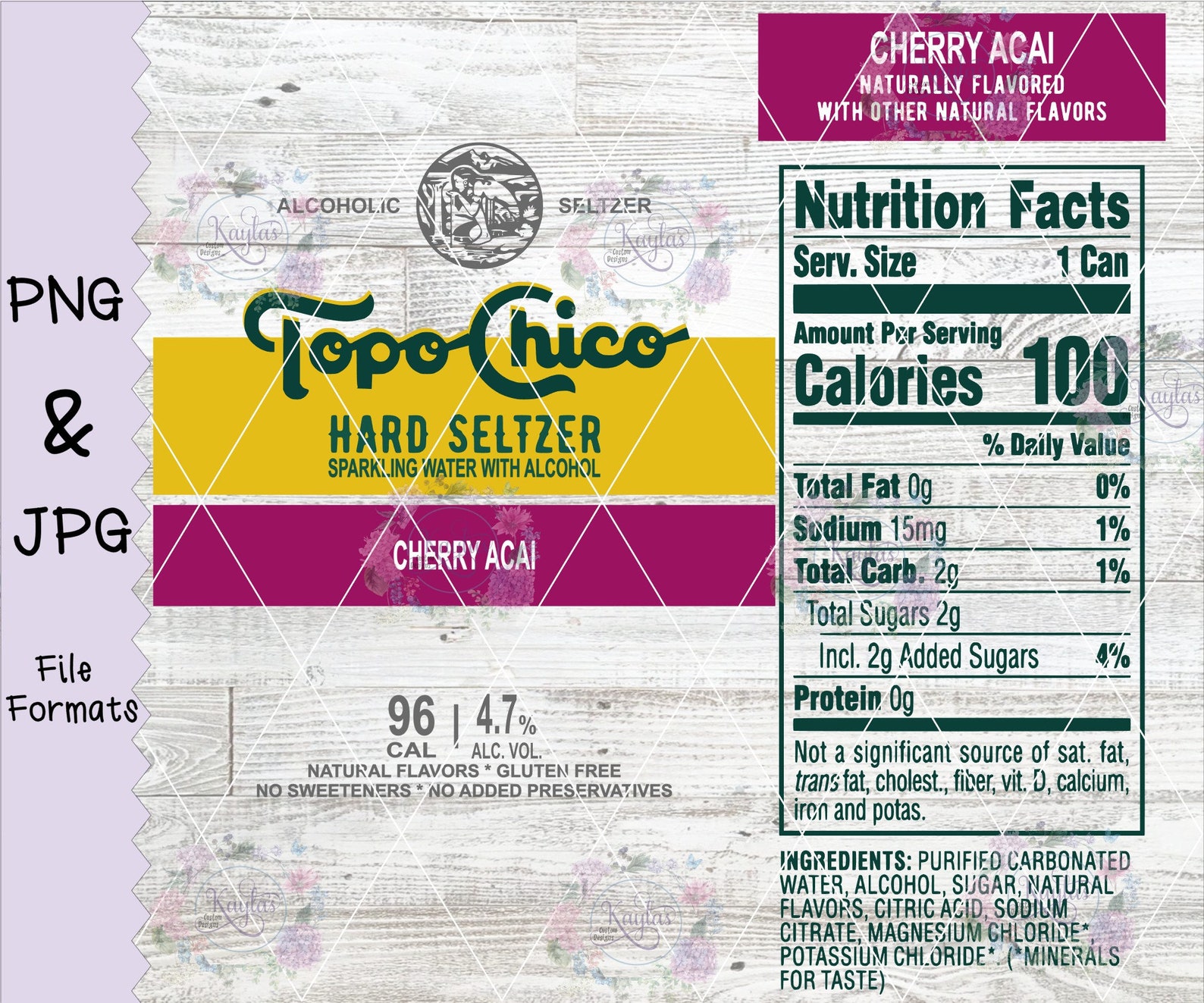 Topo Chico Hard Seltzer PNG JPG All 5 Flavors Silhouette | Etsy