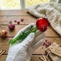 Rose Glass Smoking Pipe, Hand Pipe, Spoon Pipe, Romantic Gift